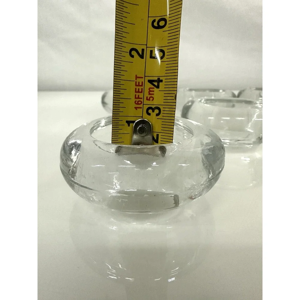 Heavy Glass Round Tea Light Candle Holders Mid Century Modern Art DECO Lot of 8